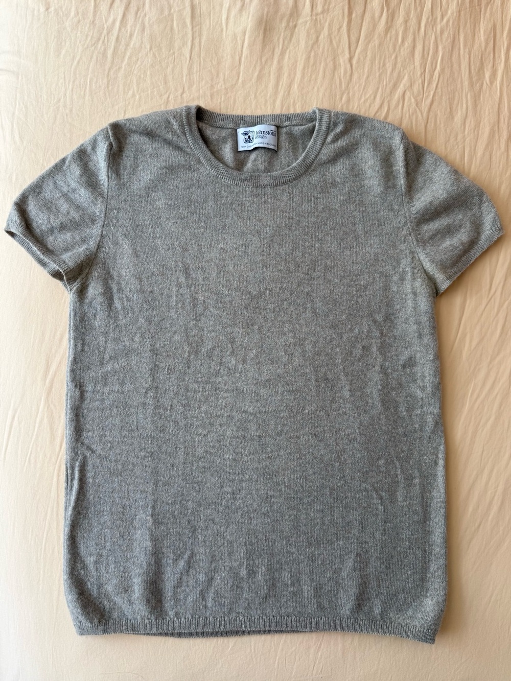 Johnstons of Elgin Women’s Gray Cashmere Short Sleeve T-Shirt Small